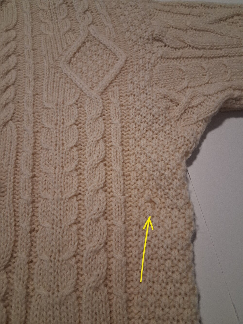 VTG James Pringle Men's Small Wool Sweater Cable Knit Fishermans Aran Scotland - Picture 10 of 10
